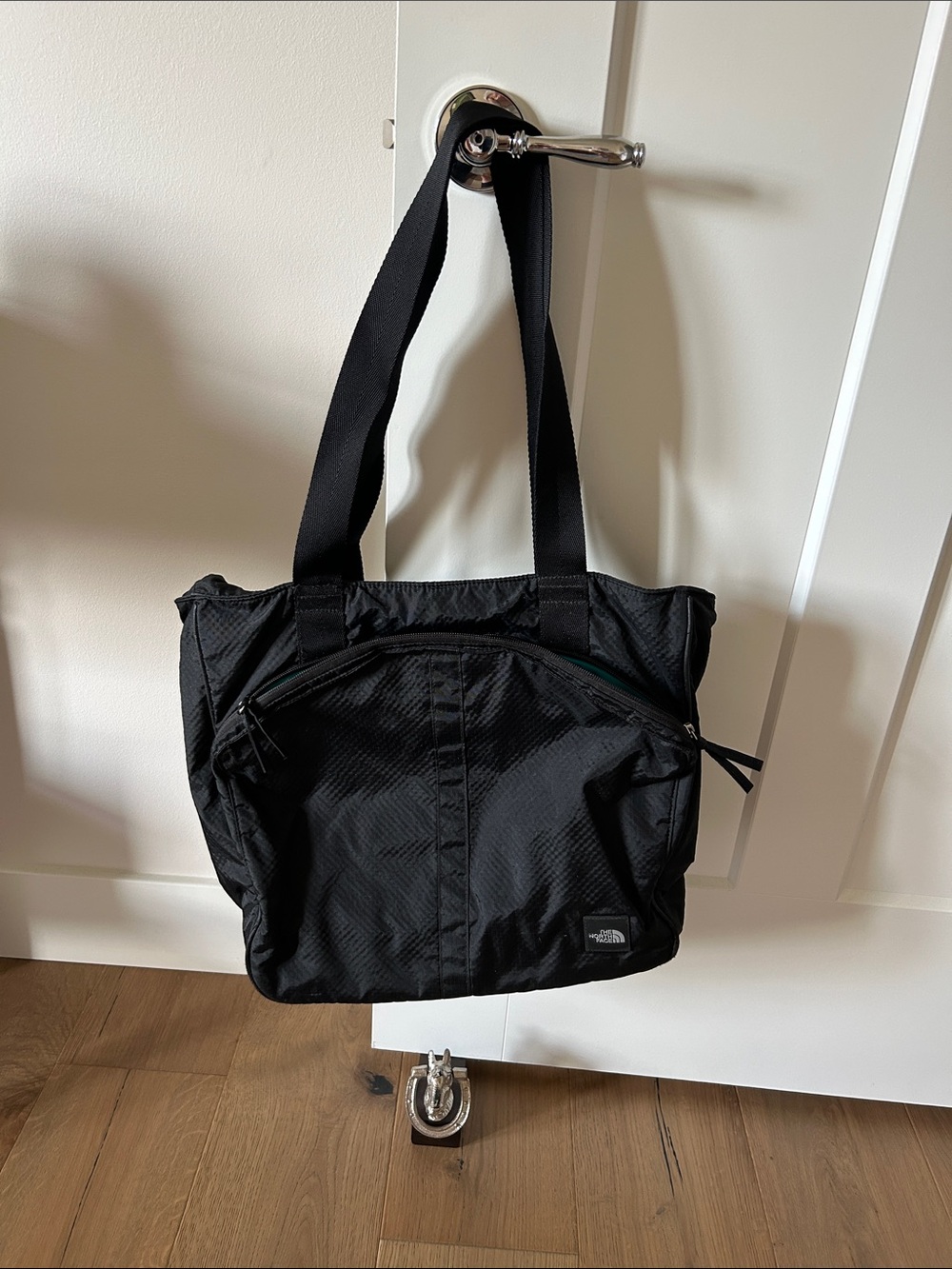 The North Face Black Messenger Tote with Front Zip Pocket